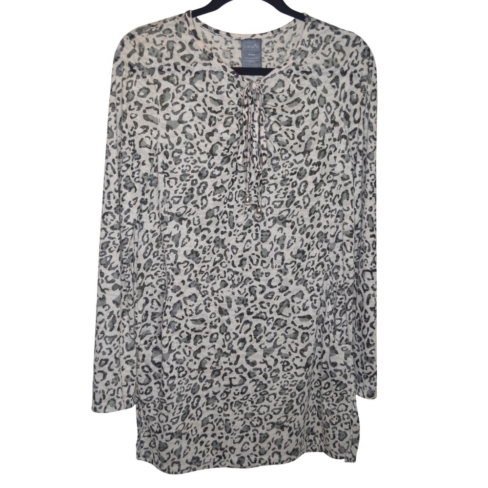 Catalina Black White Animal Print Dress‎ Long Sleeve SKU255